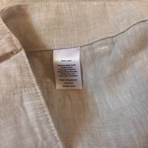 NWT Talbots Women's Sz 8 Wide Crop Patch Pocket Washed Linen Pants 100% Linen - Picture 6 of 11